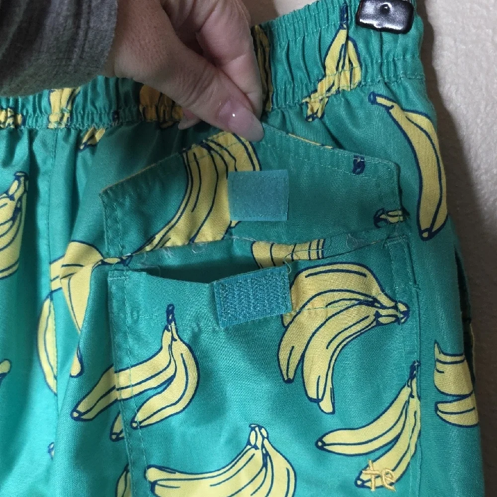 Tipsy Elves Men’s Havana Banana Swim Trunks Green Yellow Summer Board Shorts S